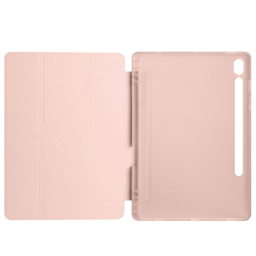 Galaxy Tab S9 FE Kılıf Zore Tri Folding Kalem Bölmeli Standlı Kılıf Lacivert