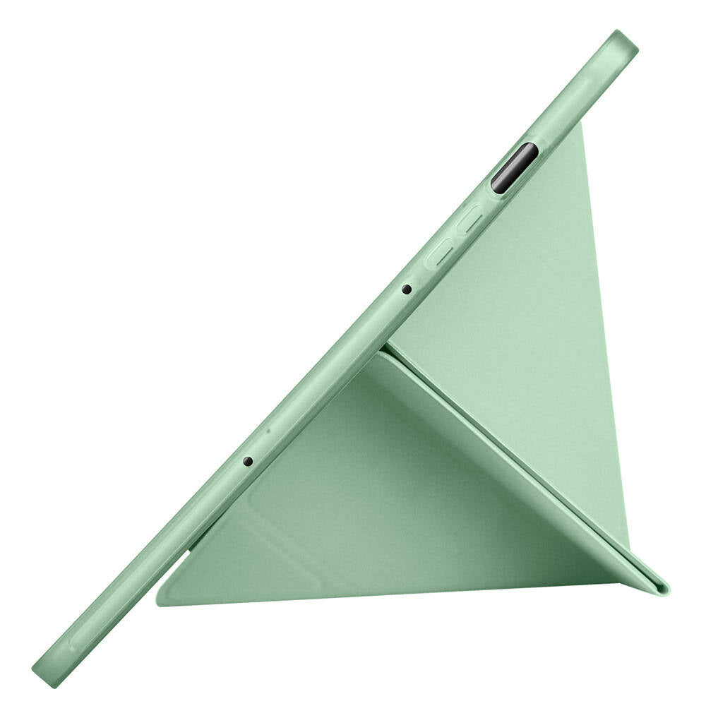 Galaxy Tab S9 FE Kılıf Zore Tri Folding Kalem Bölmeli Standlı Kılıf Açık Yeşil