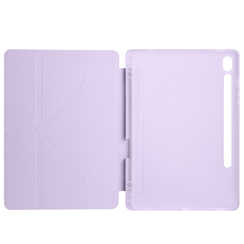Galaxy Tab S9 FE Kılıf Zore Tri Folding Kalem Bölmeli Standlı Kılıf Mor
