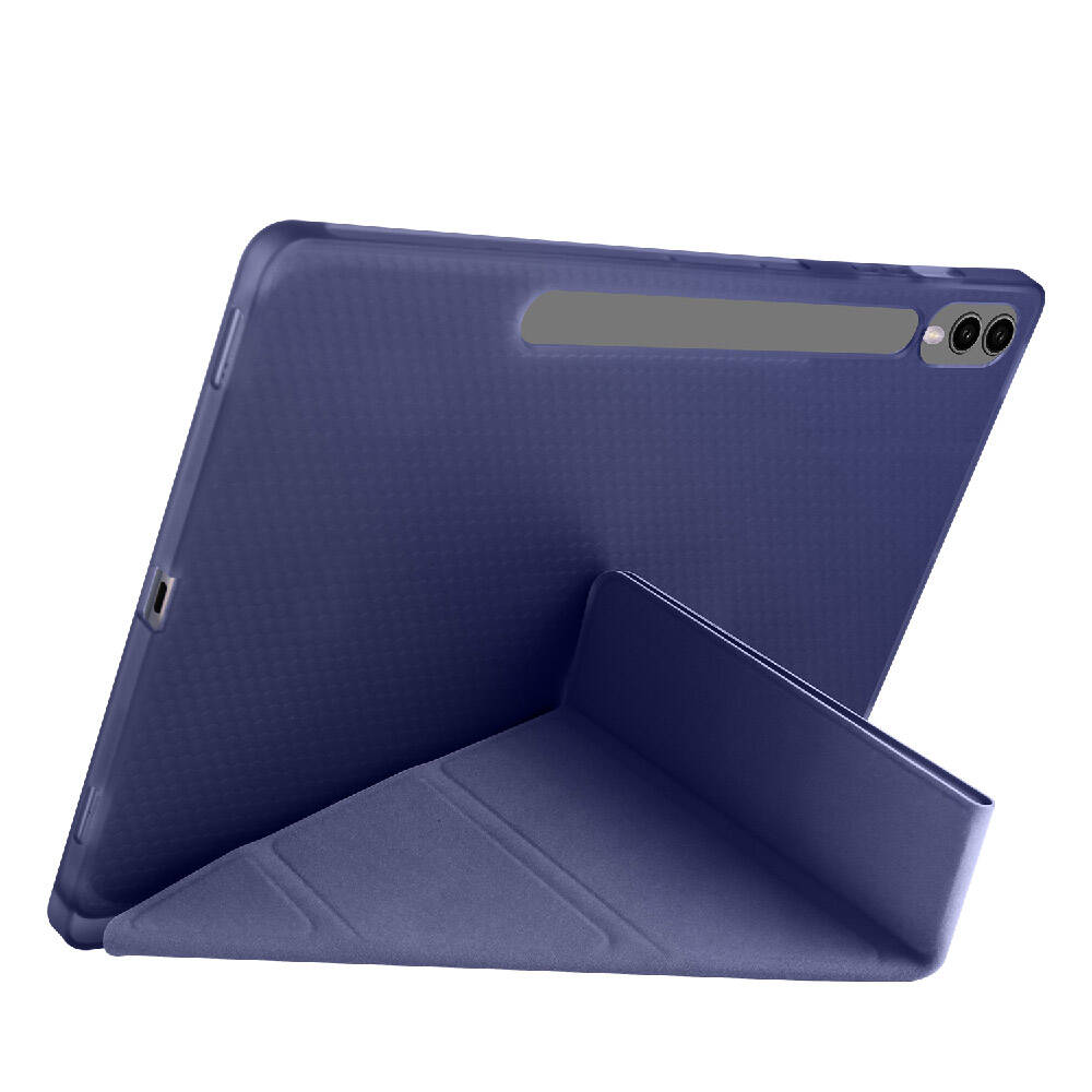 Galaxy Tab S9 FE Plus Kılıf Zore Tri Folding Kalem Bölmeli Standlı Kılıf Lacivert
