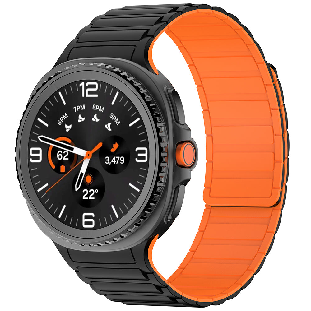 Galaxy Watch 8 Zore KRD-146 Silikon Kordon Strap Kayış Siyah-Turuncu