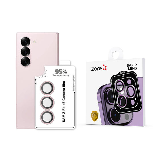 Galaxy Z Fold 6 Zore CL-11 Safir Parmak İzi Bırakmayan Anti-Reflective Kamera Lens Koruyucu Pembe