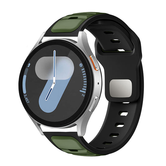 Gear S3 Zore KRD-135 22mm Silikon Kordon Strap Kayış Koyu Yeşil-Siyah