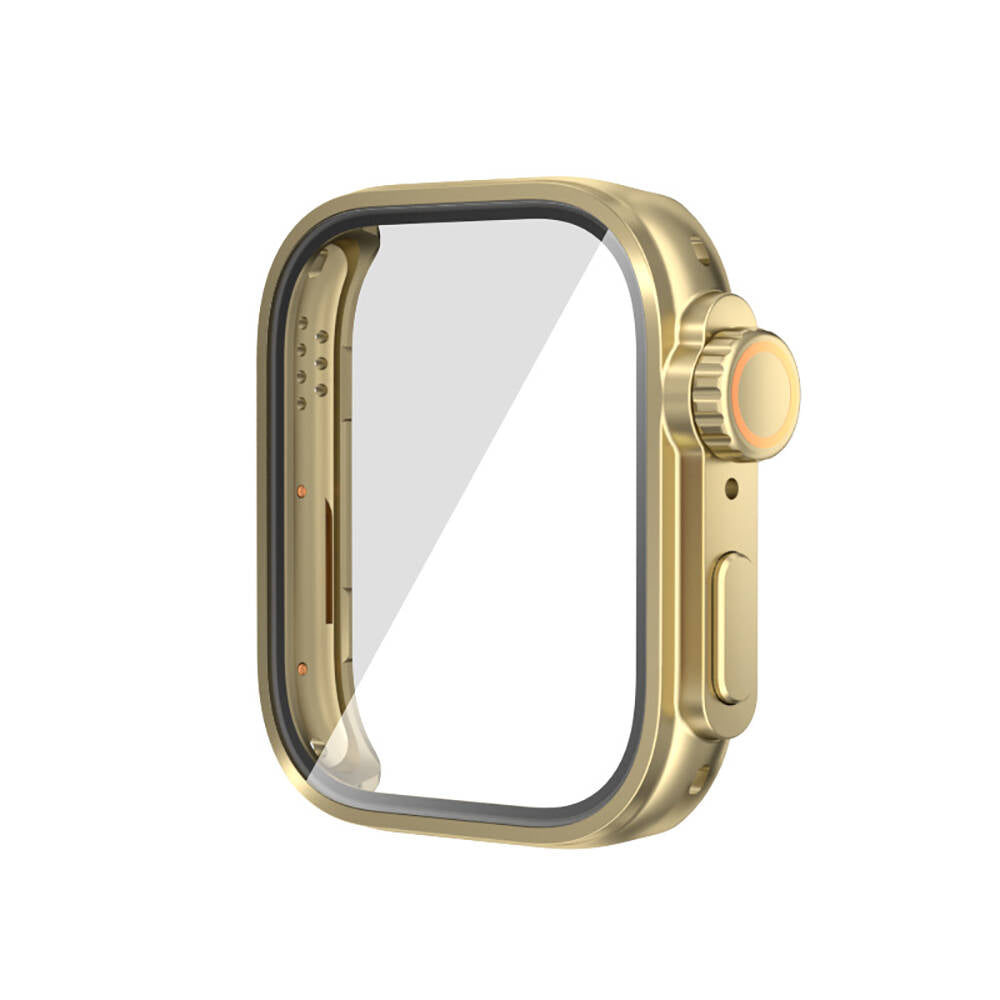 Huawei Watch Fit 3 to Apple Watch Ultra 49mm Kasa Dönüştürücü ve Ekran Koruyucu Zore Watch Gard 33 Gold