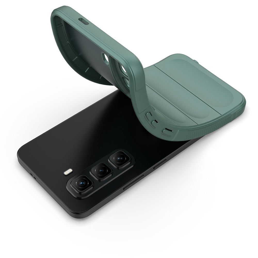 İnfinix Hot 50 4G Kılıf Esnek TPU Oyuklu Arka Yüzey Tasarımlı Zore Etnik Silikon Kapak Koyu Yeşil