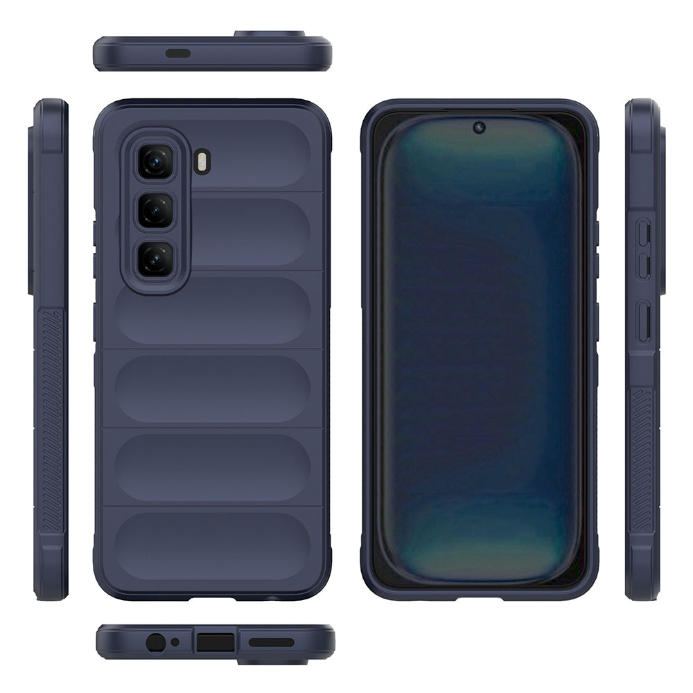 İnfinix Hot 50 Pro 4G Kılıf Esnek TPU Oyuklu Arka Yüzey Tasarımlı Zore Etnik Silikon Kapak Lacivert