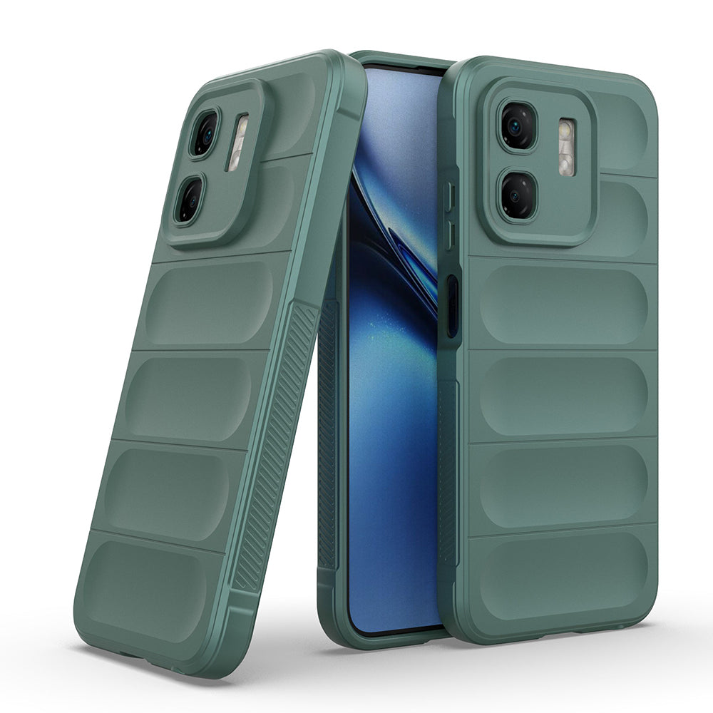 İnfinix Smart 9 Kılıf Esnek TPU Oyuklu Arka Yüzey Tasarımlı Zore Etnik Silikon Kapak Koyu Yeşil