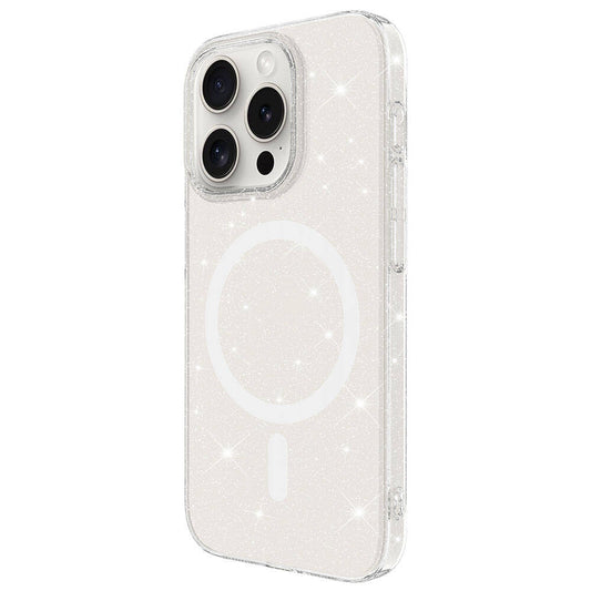 iPhone 15 Pro Max Kılıf Zore M-safe Şarj Özellikli Simli Şeffaf Arka Yüzey Erdos Silikon Kapak Renksiz