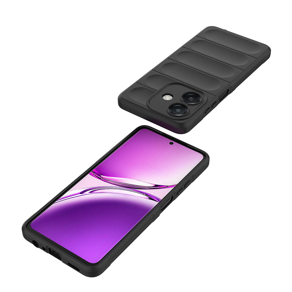 Oppo A3 Kılıf Esnek TPU Oyuklu Arka Yüzey Tasarımlı Zore Etnik Silikon Kapak Siyah