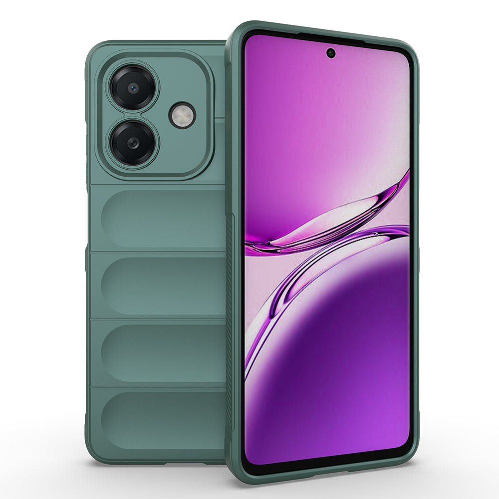 Oppo A3 Kılıf Esnek TPU Oyuklu Arka Yüzey Tasarımlı Zore Etnik Silikon Kapak Koyu Yeşil