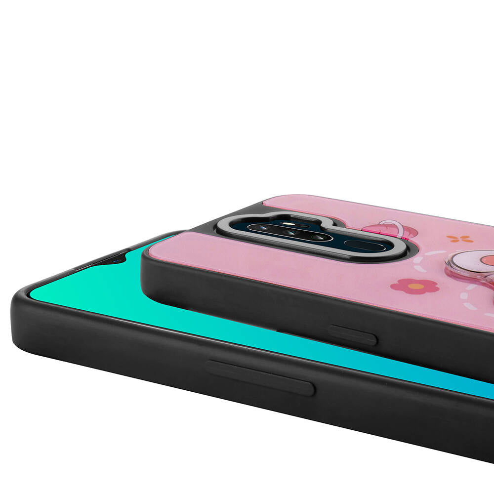 Oppo A5 2020 Kılıf Parlayan Kabartmalı İkonik Figürlü Zore Amas Silikon Kapak Beyaz