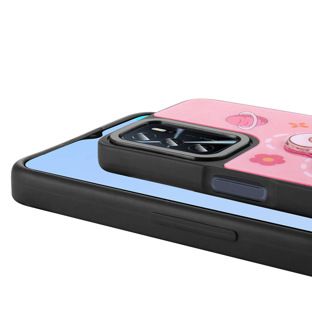 Oppo A55 4G Kılıf Parlayan Kabartmalı İkonik Figürlü Zore Amas Silikon Kapak Beyaz