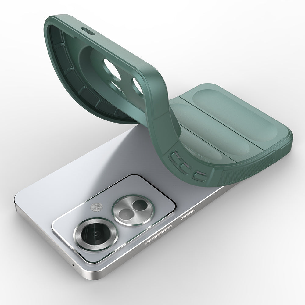 Oppo Reno 11F 5G Kılıf Esnek TPU Oyuklu Arka Yüzey Tasarımlı Zore Etnik Silikon Kapak Koyu Yeşil