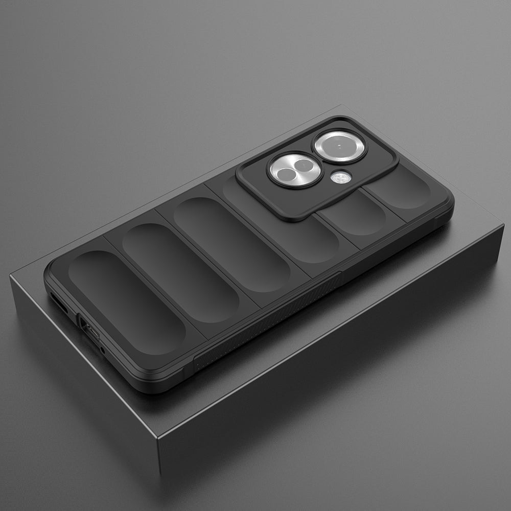 Oppo Reno 11F 5G Kılıf Esnek TPU Oyuklu Arka Yüzey Tasarımlı Zore Etnik Silikon Kapak Lacivert