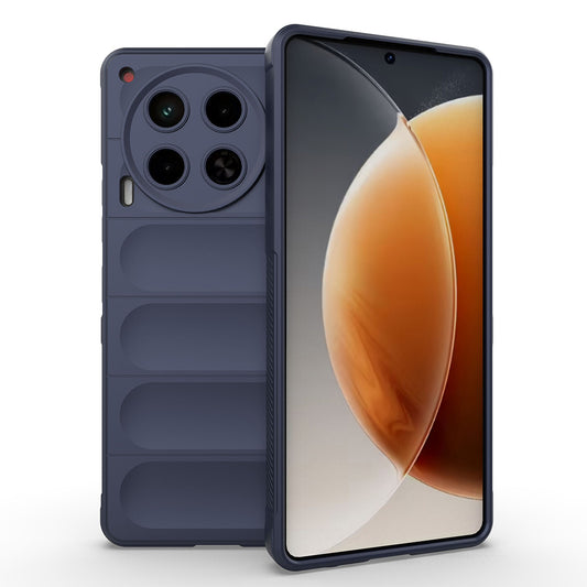 Tecno Camon 30 4G Kılıf Esnek TPU Oyuklu Arka Yüzey Tasarımlı Zore Etnik Silikon Kapak Lacivert