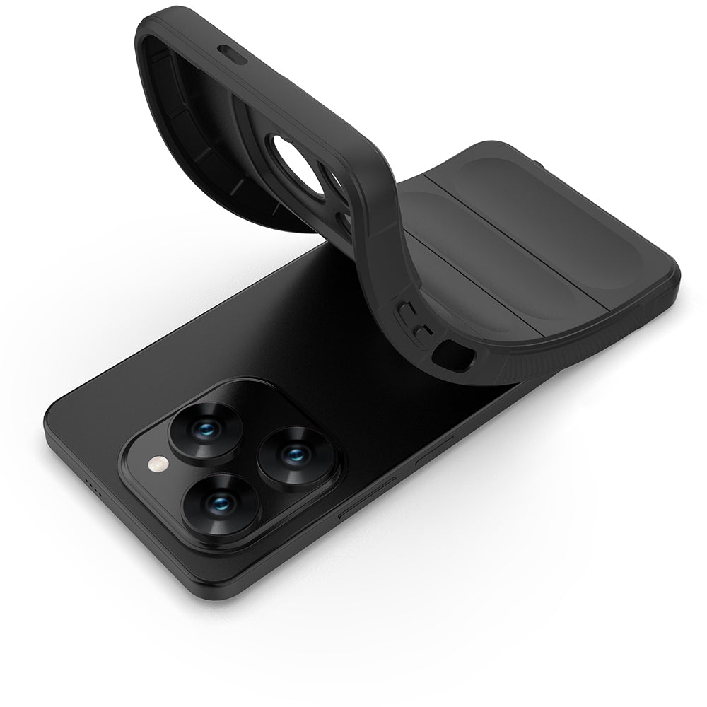 Tecno Spark 20 Pro 4G Kılıf Esnek TPU Oyuklu Arka Yüzey Tasarımlı Zore Etnik Silikon Kapak Siyah