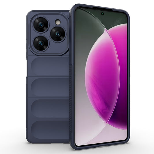 Tecno Spark 20 Pro 4G Kılıf Esnek TPU Oyuklu Arka Yüzey Tasarımlı Zore Etnik Silikon Kapak Lacivert