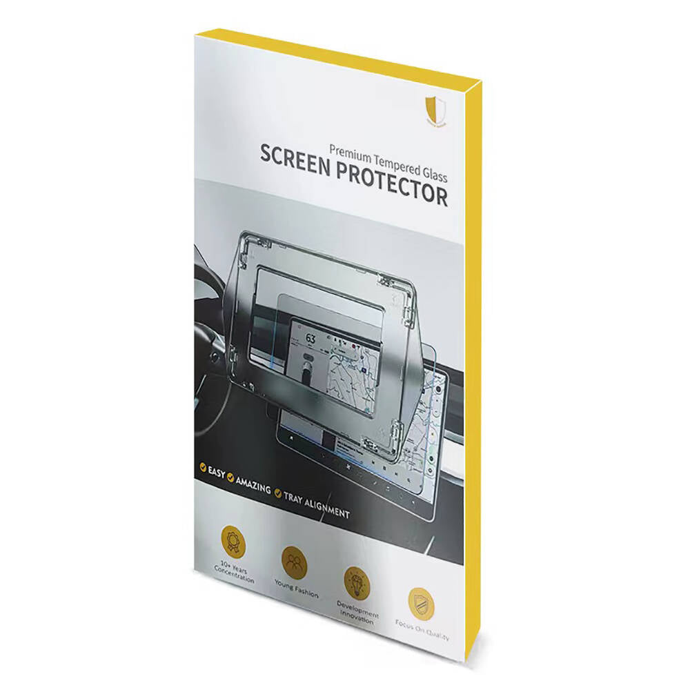 Tesla Model 3 Araç Multimedya Ekran Koruyucu AR Oleofobik Uygulama Aparatlı Zore Premium Temperli Cam Ekran Koruyucu Renksiz