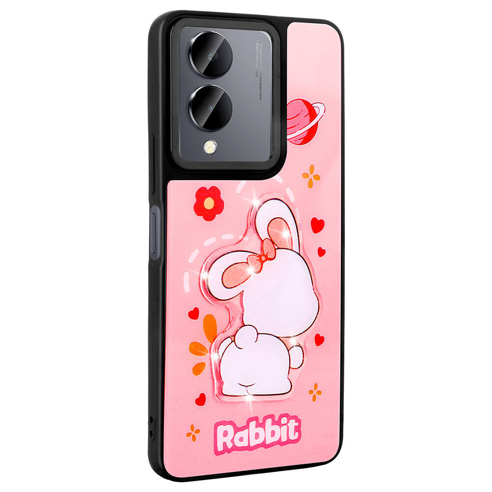 Vivo Y36 5G Kılıf Parlayan Kabartmalı İkonik Figürlü Zore Amas Silikon Kapak Mor