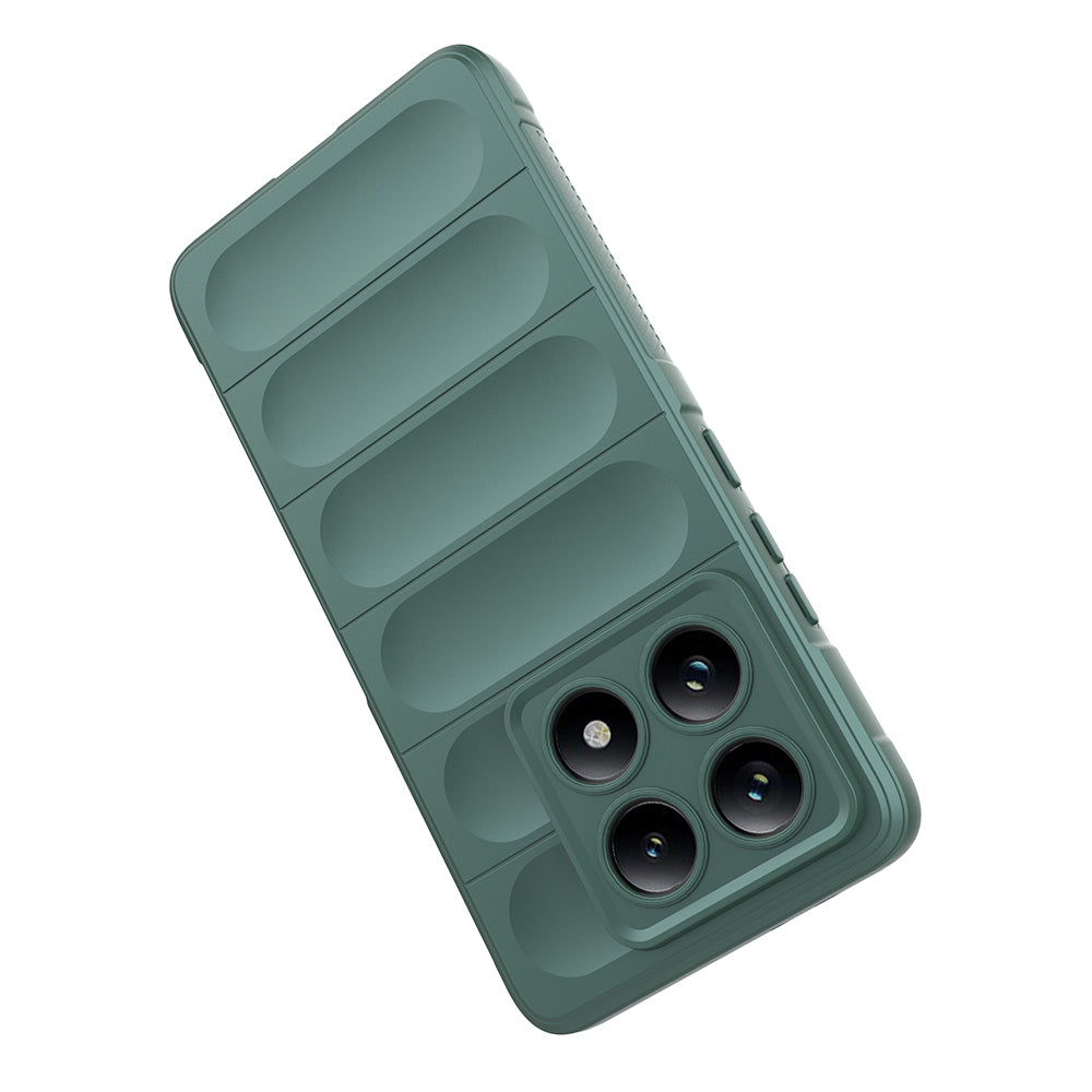 Xiaomi 14T Pro Kılıf Esnek TPU Oyuklu Arka Yüzey Tasarımlı Zore Etnik Silikon Kapak Koyu Yeşil