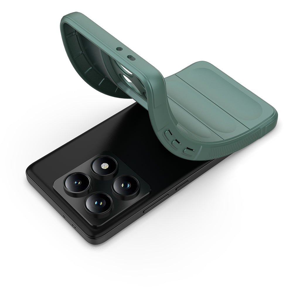 Xiaomi 14T Pro Kılıf Esnek TPU Oyuklu Arka Yüzey Tasarımlı Zore Etnik Silikon Kapak Koyu Yeşil