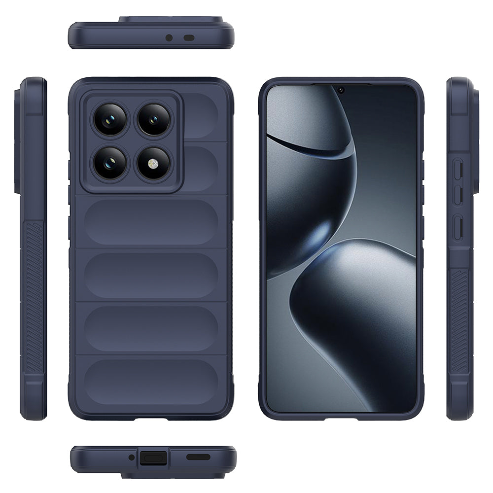Xiaomi 14T Pro Kılıf Esnek TPU Oyuklu Arka Yüzey Tasarımlı Zore Etnik Silikon Kapak Lacivert
