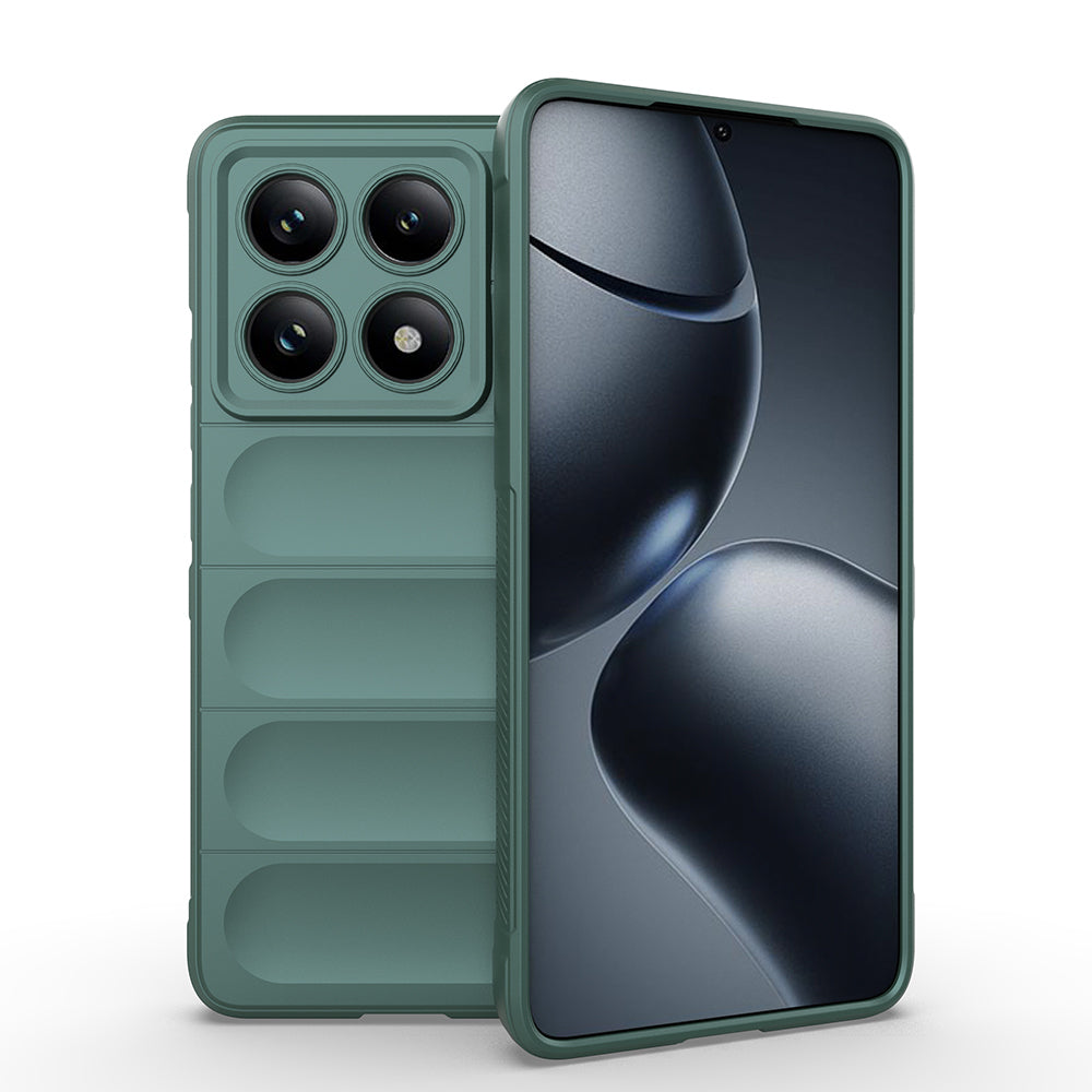 Xiaomi 14T Pro Kılıf Esnek TPU Oyuklu Arka Yüzey Tasarımlı Zore Etnik Silikon Kapak Koyu Yeşil