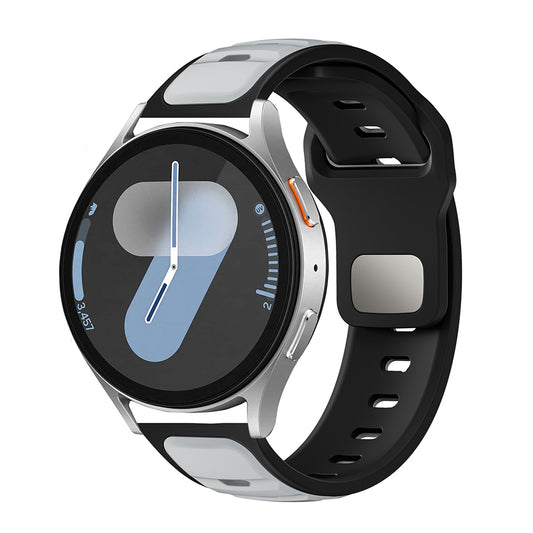 Xiaomi Amazfit Pace Zore KRD-135 22mm Silikon Kordon Strap Kayış Gümüş-Siyah