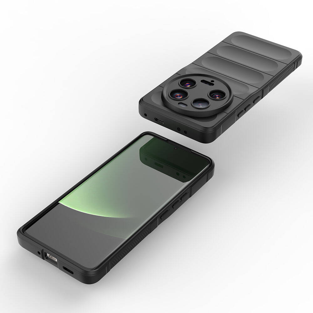 Xiaomi Mi 13 Ultra Kılıf Esnek TPU Oyuklu Arka Yüzey Tasarımlı Zore Etnik Silikon Kapak Koyu Yeşil