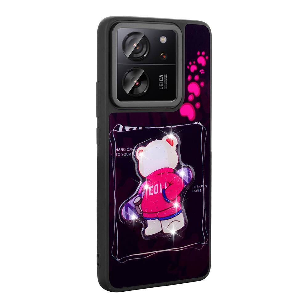 Xiaomi Mi 13T Kılıf Parlayan Kabartmalı İkonik Figürlü Zore Amas Silikon Kapak Siyah