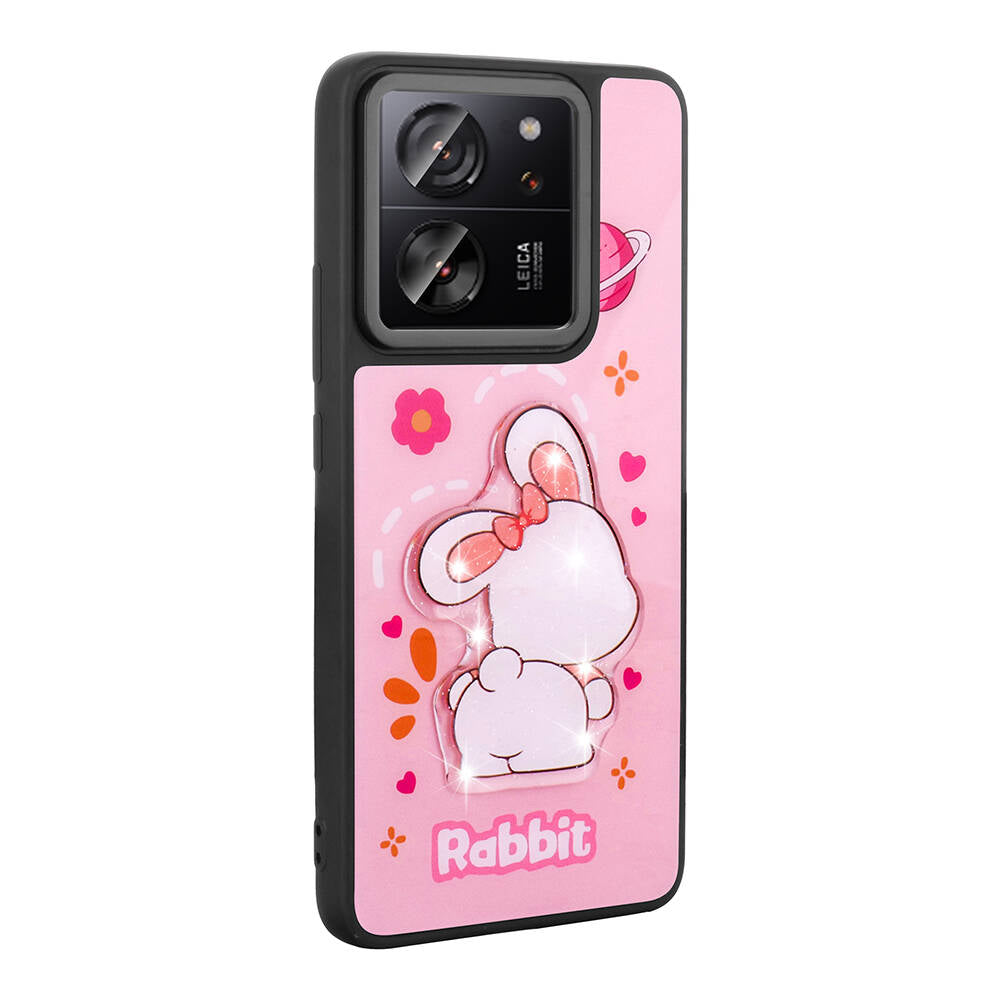 Xiaomi Mi 13T Kılıf Parlayan Kabartmalı İkonik Figürlü Zore Amas Silikon Kapak Mor