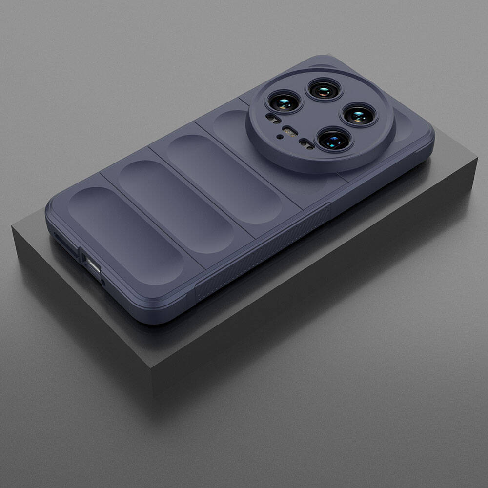 Xiaomi Mi 14 Ultra Kılıf Esnek TPU Oyuklu Arka Yüzey Tasarımlı Zore Etnik Silikon Kapak Lacivert