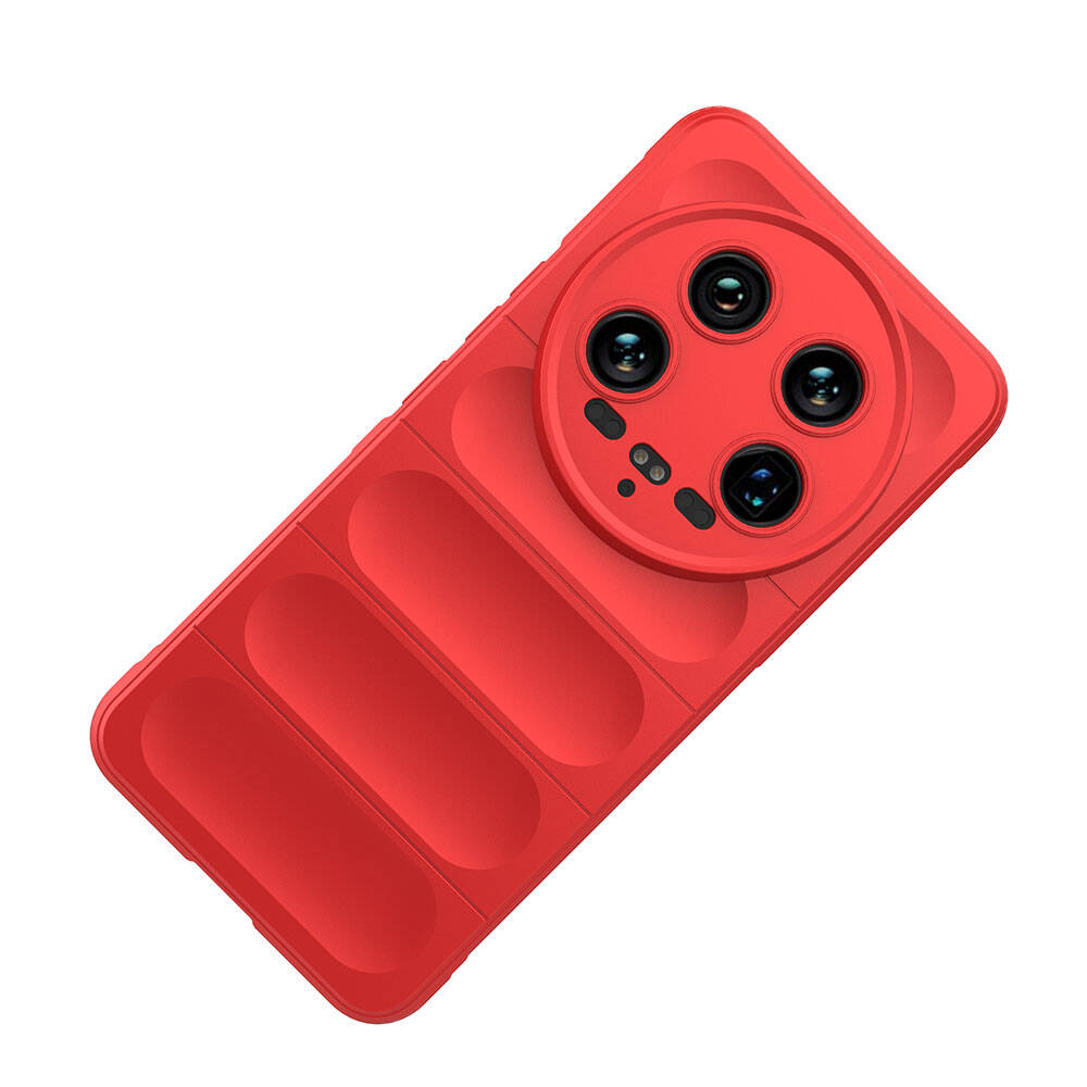 Xiaomi Mi 14 Ultra Kılıf Esnek TPU Oyuklu Arka Yüzey Tasarımlı Zore Etnik Silikon Kapak Kırmızı