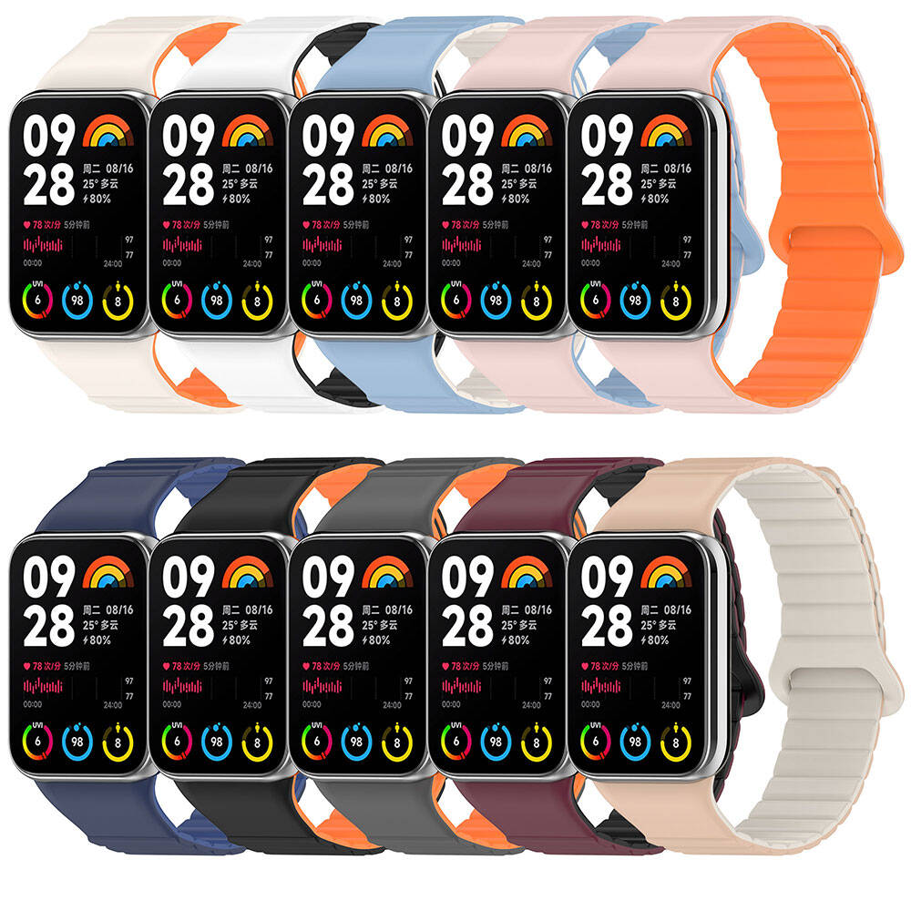 Xiaomi Mi Band 8 Pro Silikon Kordon Zore KRD-105 Strap Kayış Pembe-Turuncu