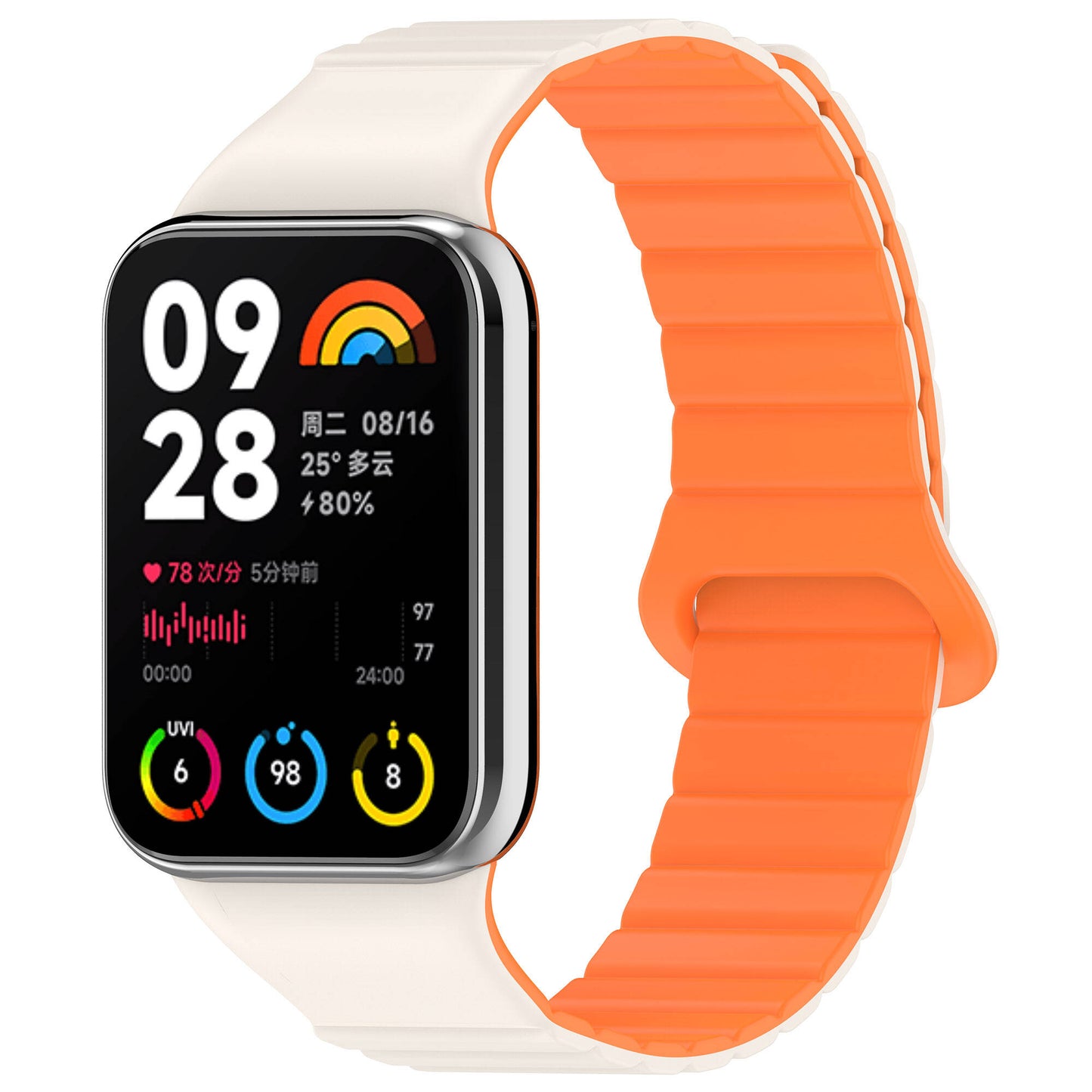 Xiaomi Mi Band 8 Pro Silikon Kordon Zore KRD-105 Strap Kayış Pembe-Turuncu