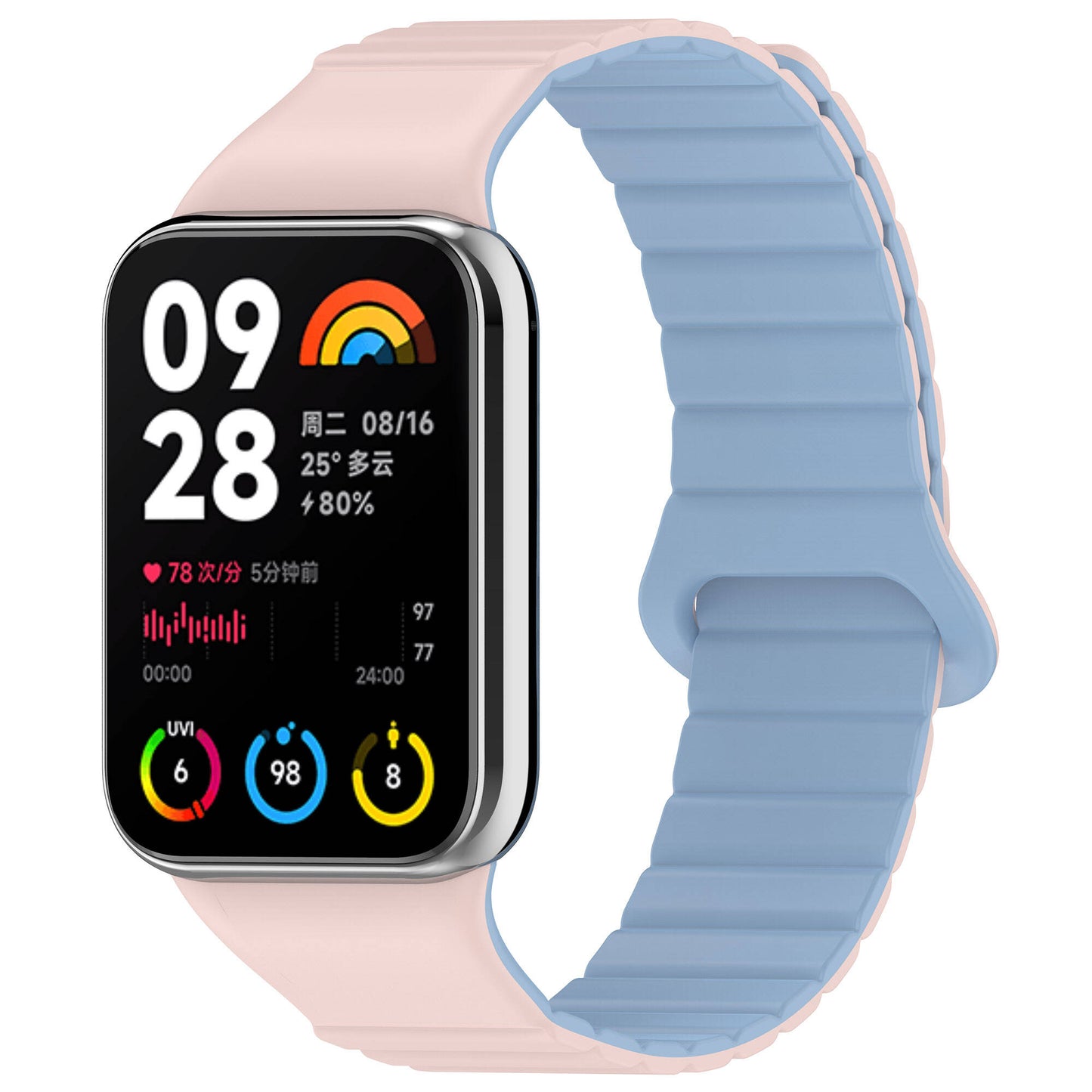 Xiaomi Mi Band 8 Pro Silikon Kordon Zore KRD-105 Strap Kayış Pembe-Turuncu