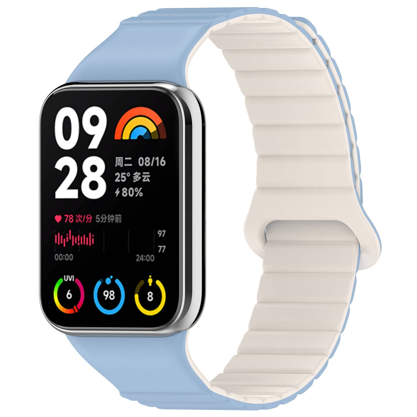 Xiaomi Mi Band 8 Pro Silikon Kordon Zore KRD-105 Strap Kayış Pembe-Turuncu