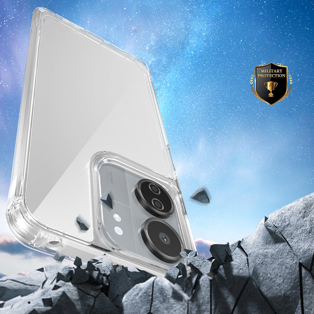 Xiaomi Poco C65 Kılıf Airbagli Takılabilir Askı Aparatlı Zore Snap Silikon Kapak Şeffaf