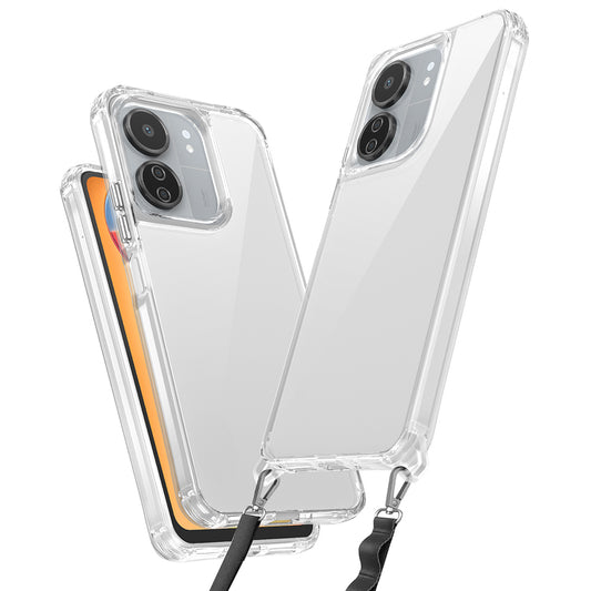 Xiaomi Poco C65 Kılıf Airbagli Takılabilir Askı Aparatlı Zore Snap Silikon Kapak Şeffaf