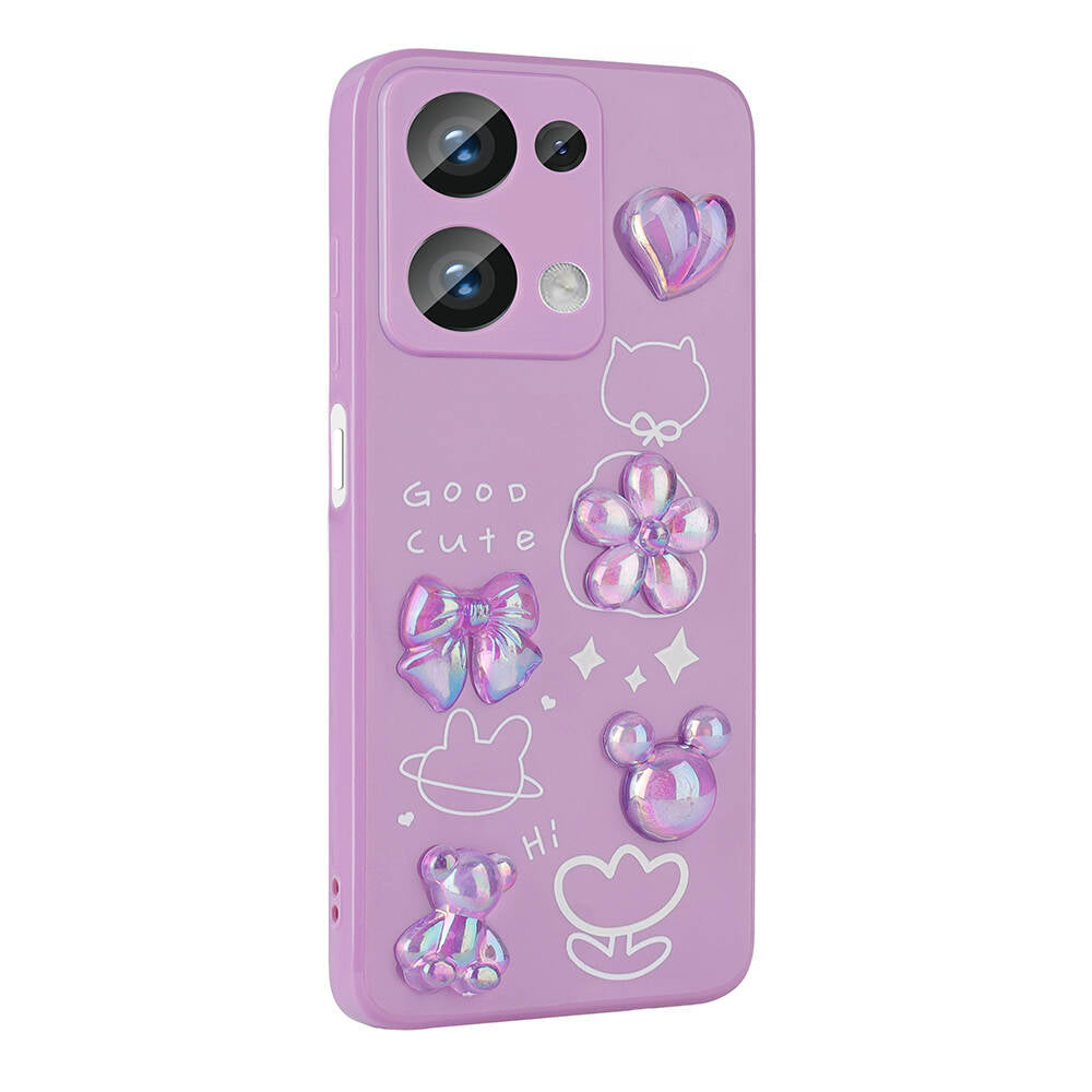 Xiaomi Poco M6 Pro 4G Kılıf Kabartma Figürlü Parlak Zore Toys Silikon Kapak Açık Yeşil