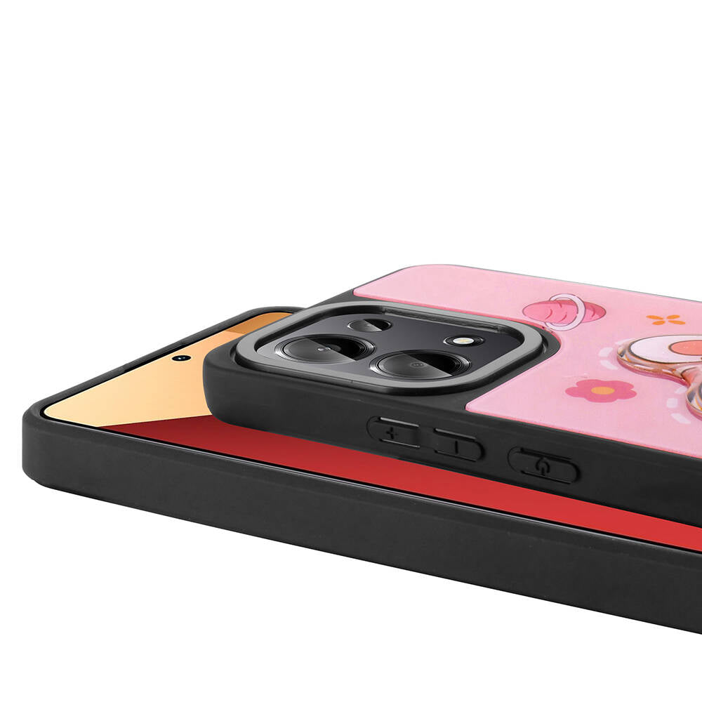 Xiaomi Poco M6 Pro 4G Kılıf Parlayan Kabartmalı İkonik Figürlü Zore Amas Silikon Kapak Beyaz