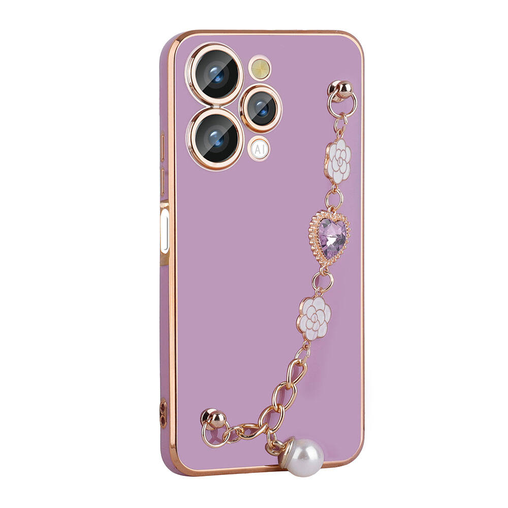 Xiaomi Redmi 12 4G Kılıf El Tutamaçlı Kamera Korumalı Zore Taka Silikon Kapak Mor