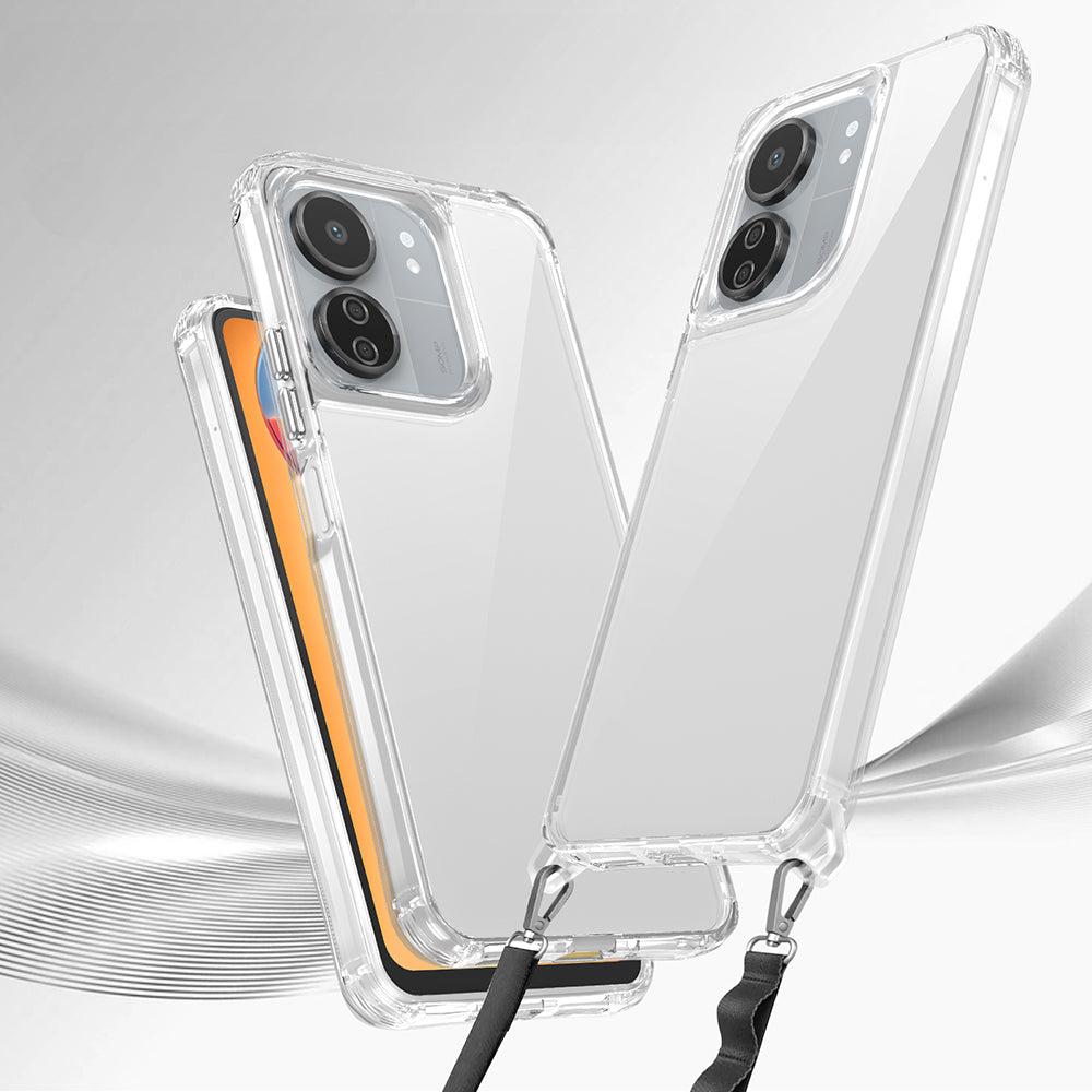 Xiaomi Redmi 13C Kılıf Airbagli Takılabilir Askı Aparatlı Zore Snap Silikon Kapak Şeffaf