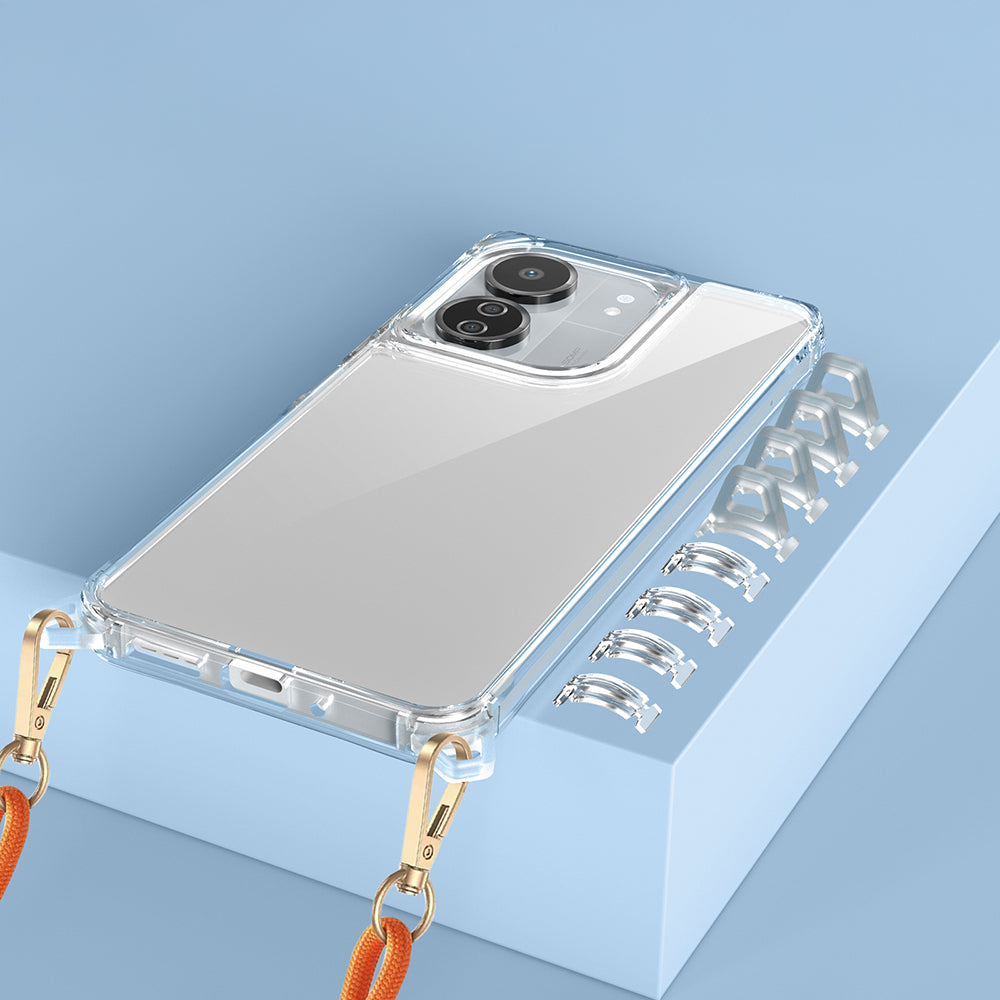 Xiaomi Redmi 13C Kılıf Airbagli Takılabilir Askı Aparatlı Zore Snap Silikon Kapak Şeffaf