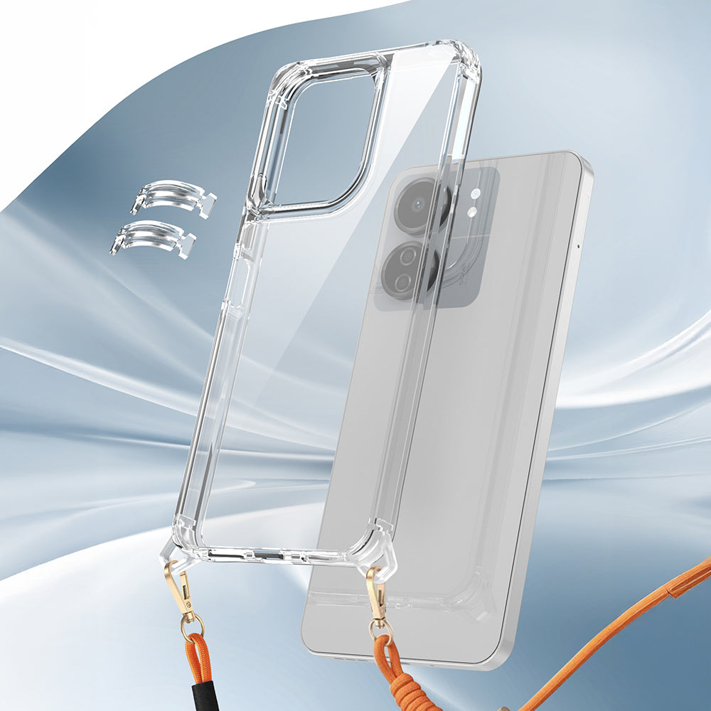 Xiaomi Redmi 13C Kılıf Airbagli Takılabilir Askı Aparatlı Zore Snap Silikon Kapak Şeffaf