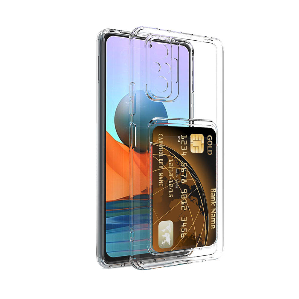 Xiaomi Redmi Note 10 Pro Kılıf Kartlıklı Şeffaf Zore Setra Clear Silikon Kapak Renksiz