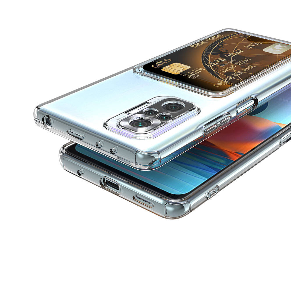 Xiaomi Redmi Note 10 Pro Kılıf Kartlıklı Şeffaf Zore Setra Clear Silikon Kapak Renksiz