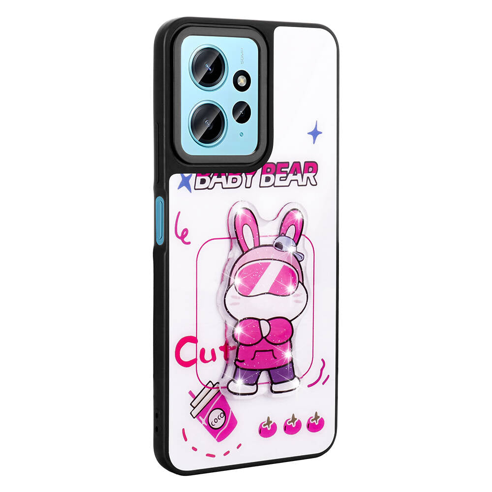 Xiaomi Redmi Note 12 4G Kılıf Parlayan Kabartmalı İkonik Figürlü Zore Amas Silikon Kapak Mor