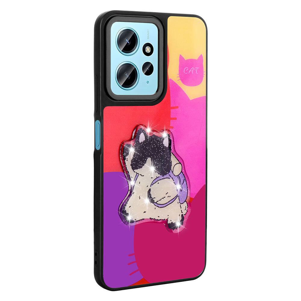 Xiaomi Redmi Note 12 4G Kılıf Parlayan Kabartmalı İkonik Figürlü Zore Amas Silikon Kapak Beyaz