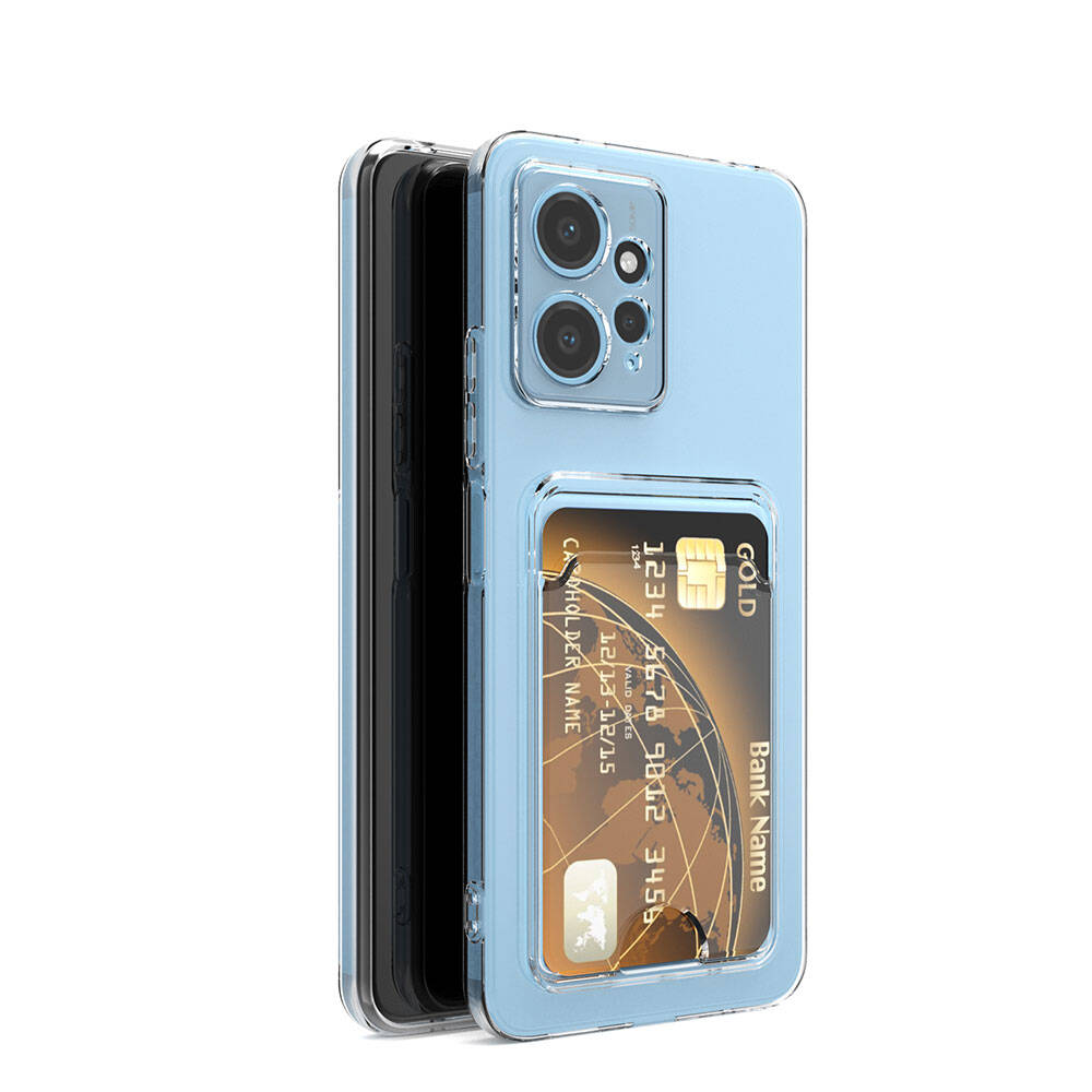 Xiaomi Redmi Note 12 5G Kılıf Kartlıklı Şeffaf Zore Setra Clear Silikon Kapak Renksiz